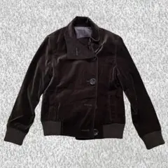 【高級】 カシミア100% ベロアボンバージャケット ダークブラウン Fのサムネイル