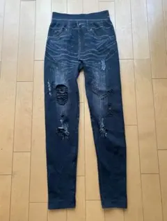 デニム風ダメージレギンス