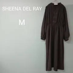 ♡シーナデルレイ チャイナボタン ロングワンピース M ブラック ウエストゴム♡のサムネイル