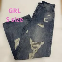 GRL ダメージカットルーズデニムパンツS