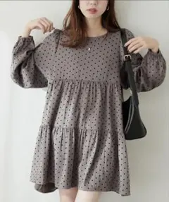 natural couture フロッキードットティアードチュニックのサムネイル