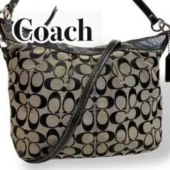 COACH　ハーフムーン　ショルダーバッグ　シグネチャー ブラック　2way