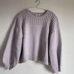 studio CLIP 薄紫 リブ編みニット