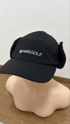 BEAMSGOLF 耳当て付きブラックキャップ
