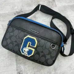 美品 コーチ スヌーピー コラボ Wファスナー カメラバッグ ショルダーバッグ