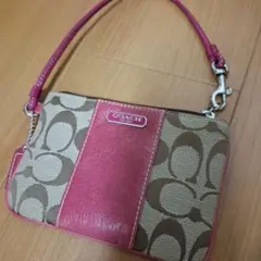 COACH シグネチャー ポーチ リストレット ピンク美品のサムネイル