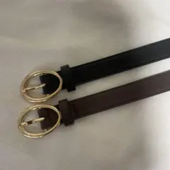 レザー製ベルト2本セット（黒・茶）