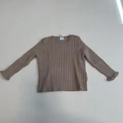 H&M ベージュ リブ編み Tシャツ 74cm