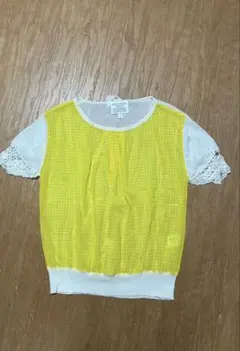 【未使用級】ANTIPAST アンティパストドット柄シフォン切替ニットトップスのサムネイル