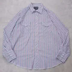Wrangler ラングラー ストライプシャツ 古着 XL 青 赤 14818