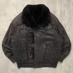 90s レザー フライトジャケット ブルゾン A-2 G-1 ボア c-boy