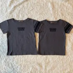 グレー 肩ライン 半袖Tシャツ 2枚セット おそろい 120 110