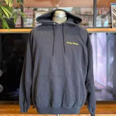【極上スミクロ】企業モノ 刺繍ロゴ パーカー フェード ブラック XL相当
