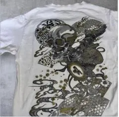 Lサイズ✨ 絡繰魂 風神雷神 桜 刺繍 Tシャツ ホワイト - メルカリ