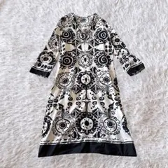 ZARA ザラ　モノトーン　アジアン　柄　ロングワンピース