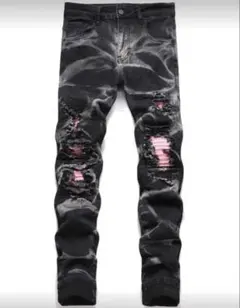 ダメージデニムブラック