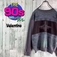 80's Valentino エンブレム刺繍　ペイズリー　レトロニット　個性派のサムネイル