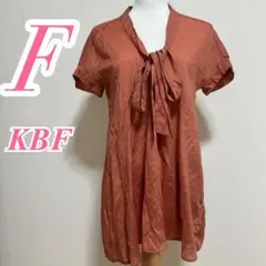 KBF ケービーエフ リボン付き 半袖 チュニック ブラウス オレンジ Fのサムネイル