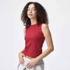 ジーユー GU リブタンクトップ 赤 L