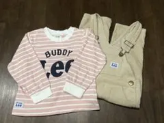 Buddy Lee ピンクストライプ　Tシャツ　オーバーオール セット