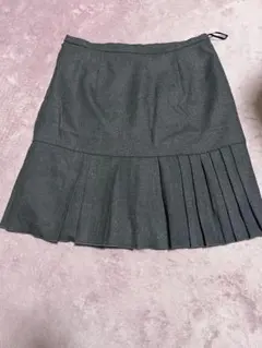 グレー ウール風 プリーツスカート ひざ丈