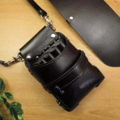 フローリストケース 栃木レザー 黒色 アシスタントケース スマホポーチ