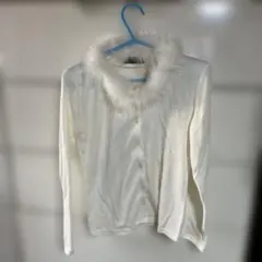 ファー着脱可 白 カーディガン