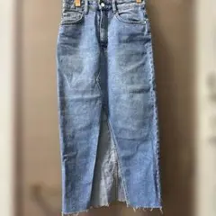 ZARA スリット入りライトブルーロングデニム