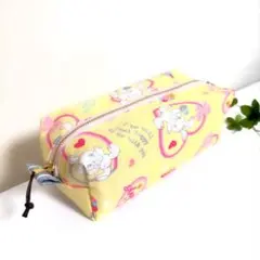 大容量ペンケース　ウサギハート　ボックスポーチ　ペンケース　ポーチ　ハンドメイド