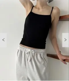 キャナルジーン　パット付きリブキャミソール ブラック