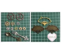扇子 歯車 スプーン フォーク ハンドメイドパーツ レジン ゴールド シルバー