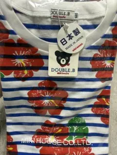 新品　タグ付き　DOUBLE.B ストライプ花柄Tシャツ 140サイズのサムネイル