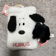 【PEANUTS】　スヌーピー　モコモコスマホバッグ　ぬいぐるみマスコット　白