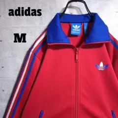 アディダス★トレフォイルロゴ スリーライン 切替 トラックジャケット 赤 M