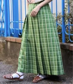 FREAK'S STORE グリーン チェック プリーツスカート