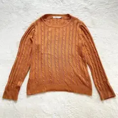 アズールベーシック AZULオレンジ ケーブルニット 長袖セーター L
