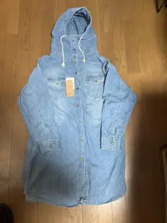 【タグ付き未使用】デニム フード付きシャツ Mサイズ