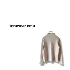 【terawear emu 】長袖　しまむら　ハイネック　リブ　L アイボリー