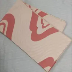 501-20　袋帯　二重太鼓　作り帯に変更可能　ピンクとサーモンピンク波模様