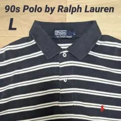 90s ラルフローレン ポロシャツ ボーダー ネイビー×ホワイト