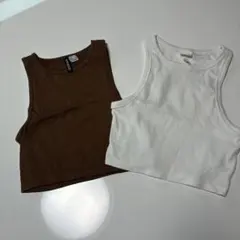H&M リブタンクトップ 2枚セット Sサイズ