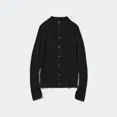 【極力24時間発送】UNIQLO エクストラファインメリノリブポロカーディガン