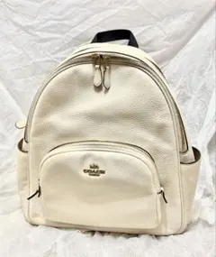 COACH リュック ホワイト レザー バックパック - メルカリ