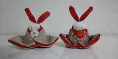 ハンドメイド ミニうさぎのお雛様 2！