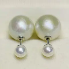 本真珠ピアス　エジソンパール　ホワイトピンク大粒おしゃれ 3通りの楽しみ 結婚式
