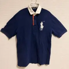 ポロラルフローレン　半袖　ポロシャツ　ビッグポニー刺繍　ネイビー Lサイズ