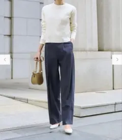 【未使用】UNIQLO タックワイドパンツ／ストライプ