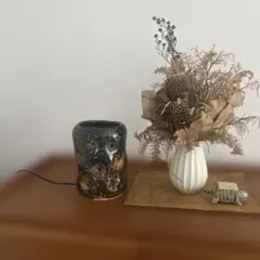 陶芸雑貨　大きめランプシェード　電気付き　ハンドメイド