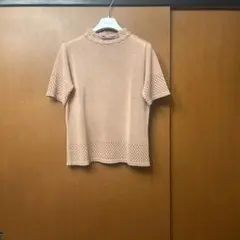 ⭐️ピンク 半袖ニット トップス 花柄レース襟