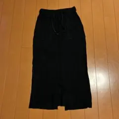 ブラック リブ タイトスカート ロング丈 スリット入りのサムネイル